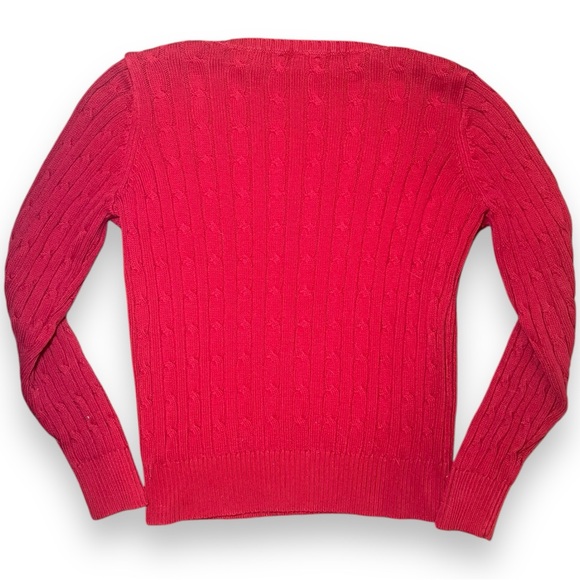 St. John’s Bay Red Cable knit V Neck Sweater - Picture 2 of 6